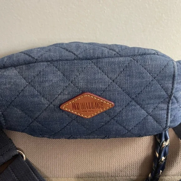 MZ Wallace Quilted Denim Mini Crosby Crossbody Bag - Denim Blue - Picture 4 of 10